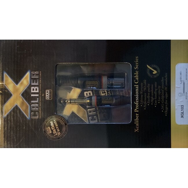 DAP XGL103 kabel XLR male - Jack stereo balanced 6.3mm 3 meter