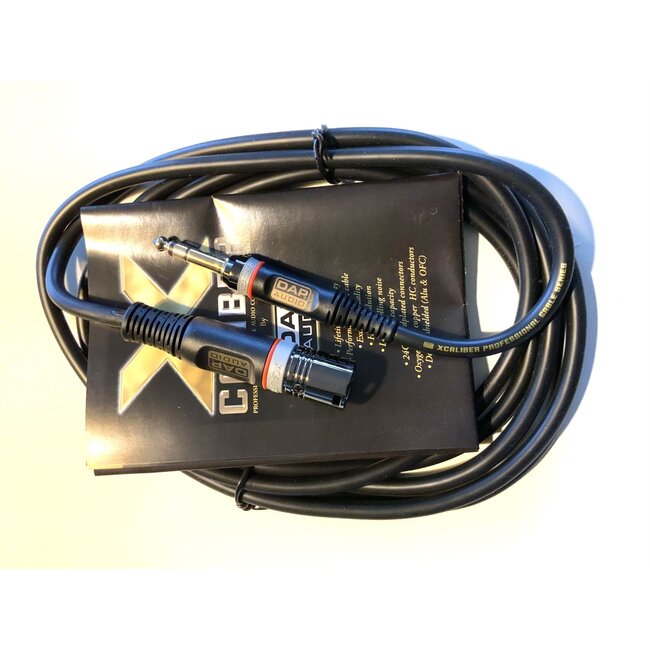 DAP XGL103 kabel XLR male - Jack stereo balanced 6.3mm 3 meter