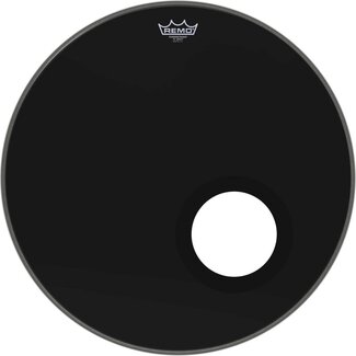 REMO P3-1022-ES-DM Bassdrumvel Powerstroke 3 Ebony, 1-ply 22"met gat