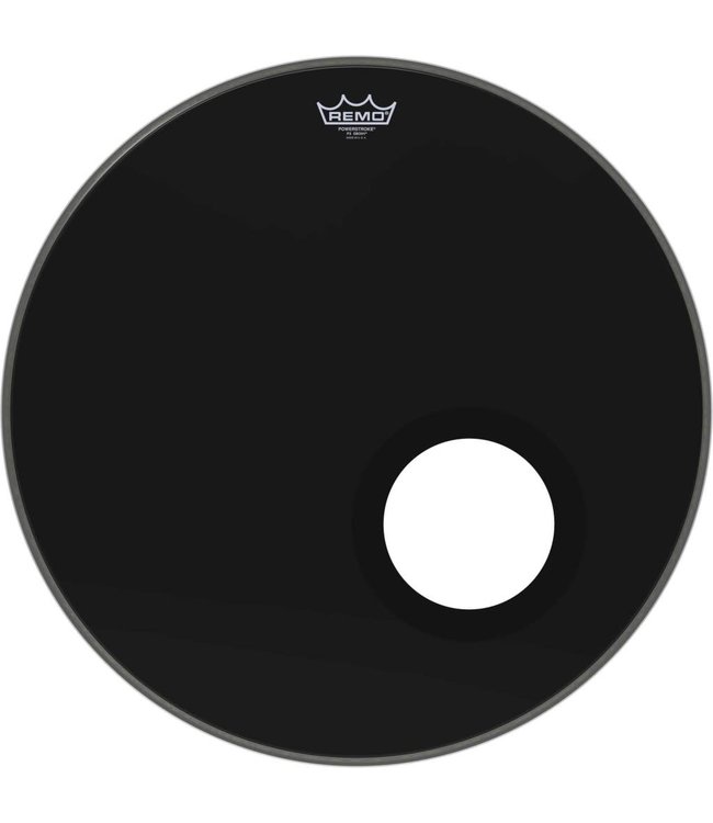 REMO P3-1022-ES-DM Bassdrumvel Powerstroke 3 Ebony, 1-ply 22"met gat