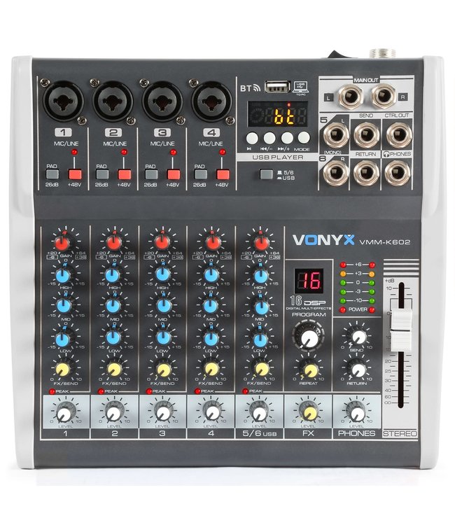 VONYX VMM-K602 6-Kanaals Muziekmixer met DSP