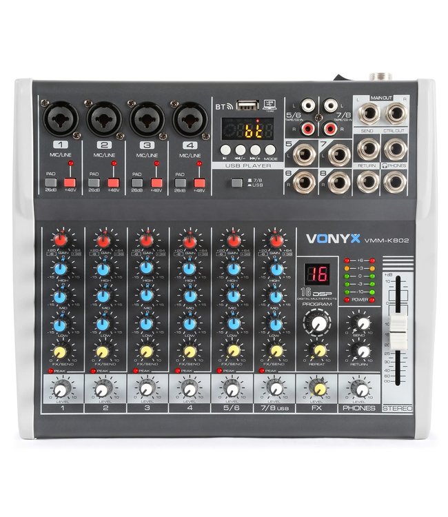 VONYX VMM-K802 8-Kanaals Muziekmixer met DSP