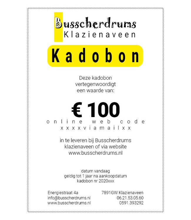 Busscherdrums Kado-bon €100,-