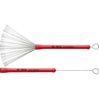 Vic Firth LW brushes staal Live Wires retractable red