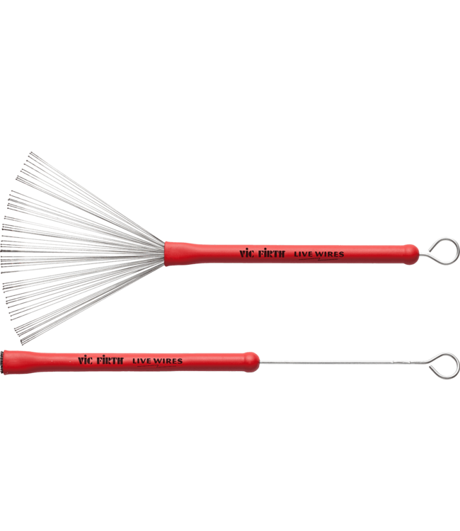 Vic Firth PVF LW brushes staal Live Wires retractable red