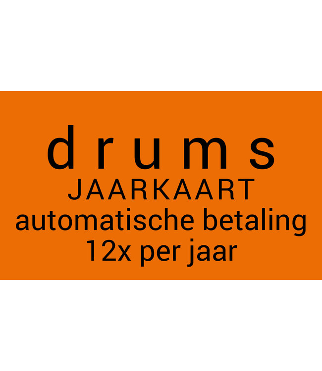 Henk Busscher Drumlessen maandkaart 30minuten wekelijks  auto incasso 12x per jaar Volwassen incl. Btw JK12M30drsVW