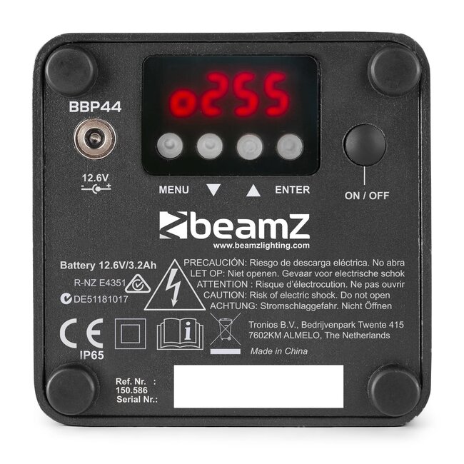 BeamZ BBP44 Uplight IP65 4x 4w battery RGBW led 4 in 1