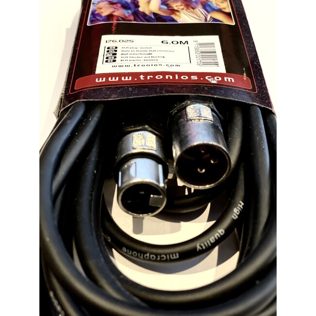 Skytec kabel XLR male - XLR female 6 meter microfoon kabel