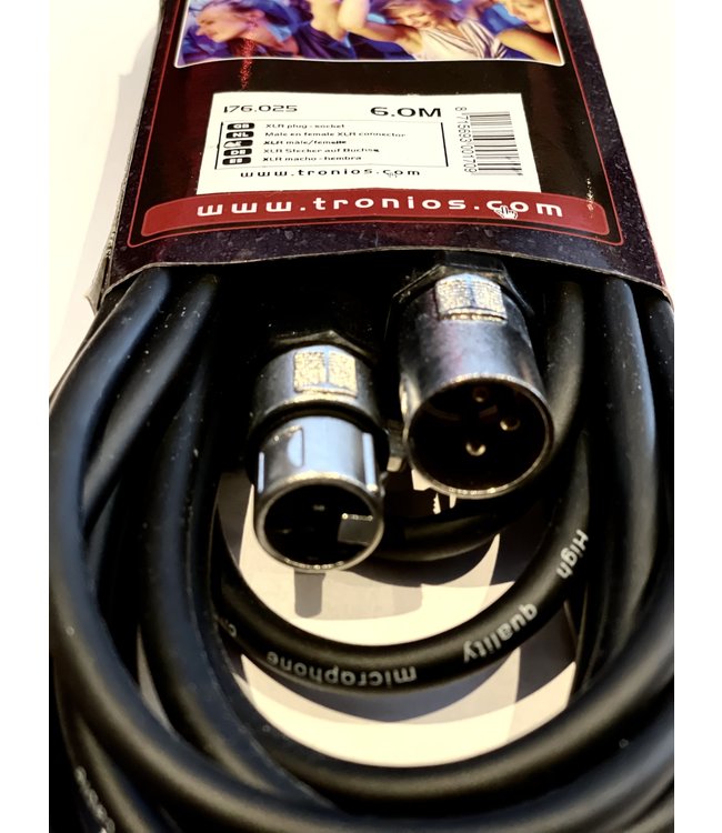 Skytec kabel XLR male - XLR female 6 meter microfoon kabel