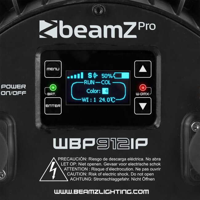 BeamZ WBP912IP ALUMINIUM IP65 ACCU LED PAR 6-IN-1 LEDS 150.782