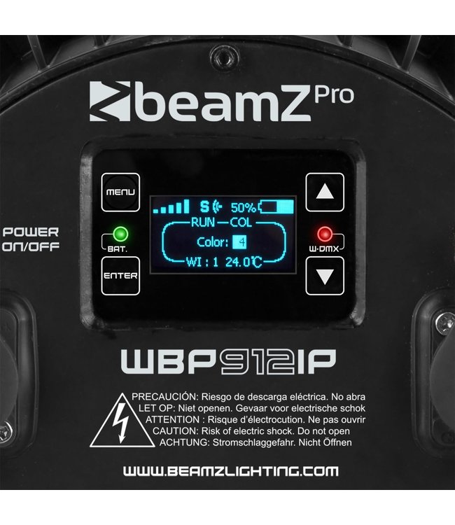 BeamZ WBP912IP ALUMINIUM IP65 ACCU LED PAR 6-IN-1 LEDS 150.782