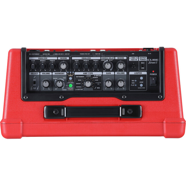 Boss CUBE-ST2-R Cube Street II Red mobiele stereo versterker voor muziekinstrumenten en zang battery powered