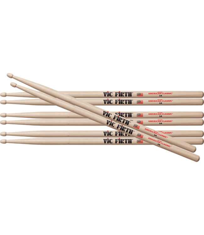 Vic Firth promopack 4-pack - Houten tip - Pack 3x5A + 1x5A