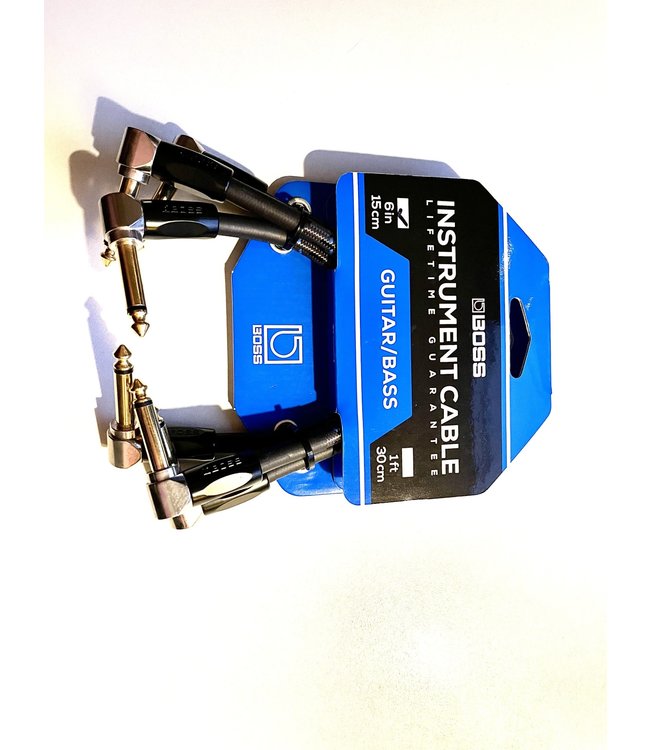Boss Patch kabels 3x 15cm instrument  Dual right-angle 1/4-inch Jack BIC-PC-3