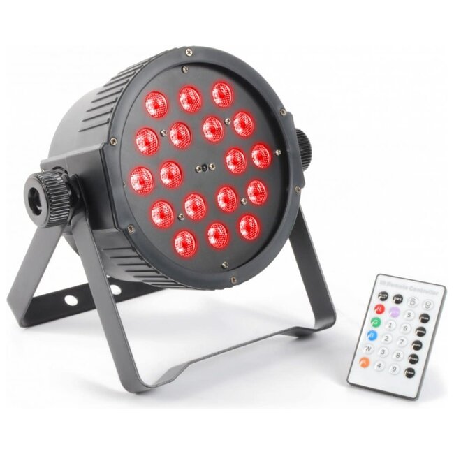 BeamZ Flatpar 18x 1w RGB leds IR remote 3 or 7 channel dmx Strobe