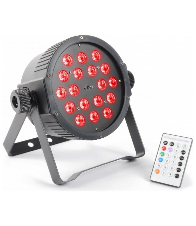 BeamZ Flatpar 18x 1w RGB leds IR remote 3 or 7 channel dmx Strobe