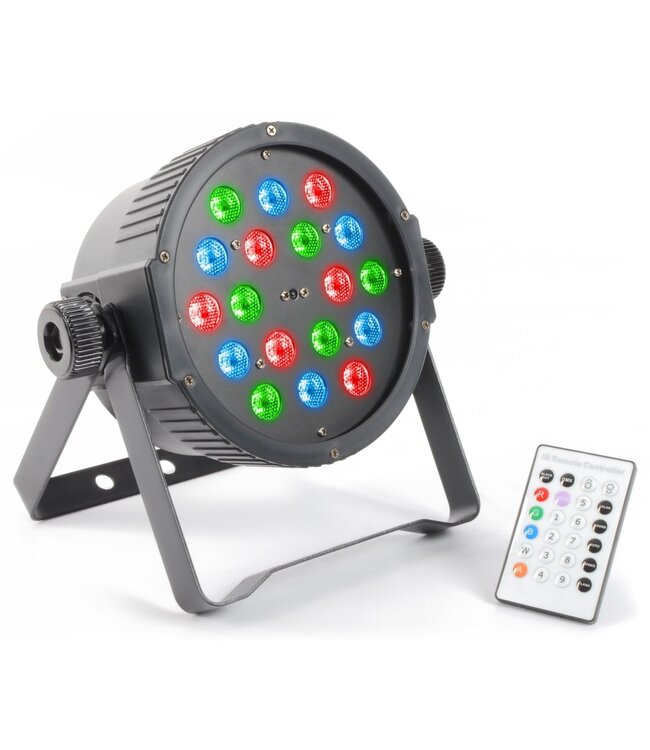 BeamZ Flatpar 18x 1w RGB leds IR remote 3 or 7 channel dmx Strobe