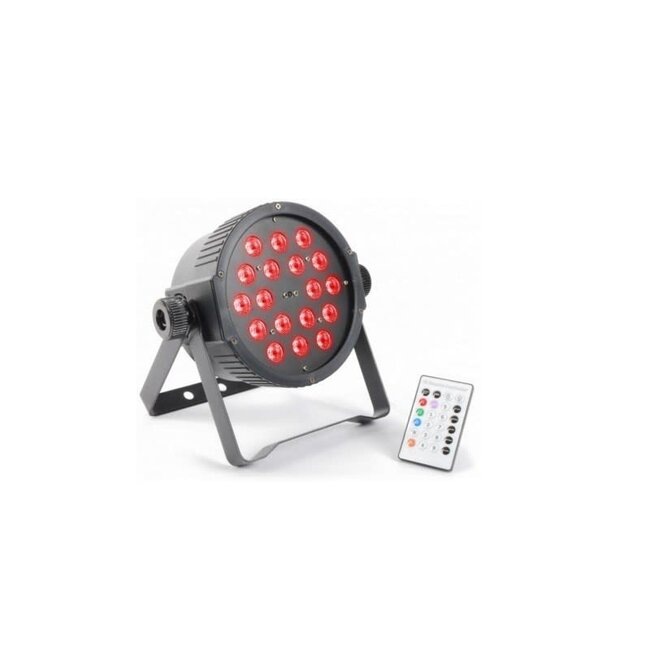 BeamZ Flatpar 18x 1w RGB leds IR remote 3 or 7 channel dmx Strobe