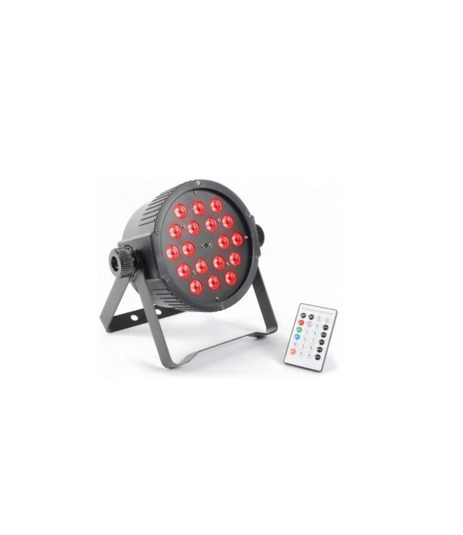 BeamZ Flatpar 18x 1w RGB leds IR remote 3 or 7 channel dmx Strobe