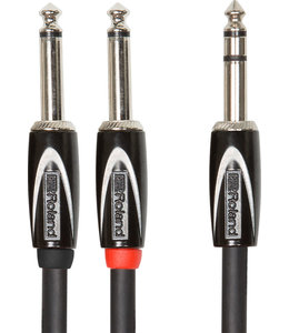 Roland RCC-10-TR28V2 Y kabel TRS stereo jack 6.3mm - 2x Jack mono 6.3mm 3 meter