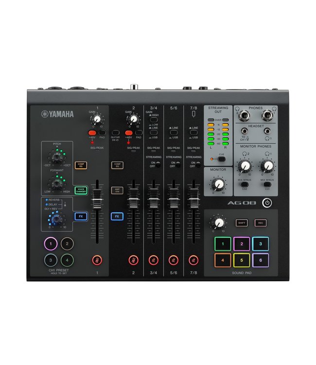 Yamaha AG08 Black live streaming mixer, 8-kanaals, black