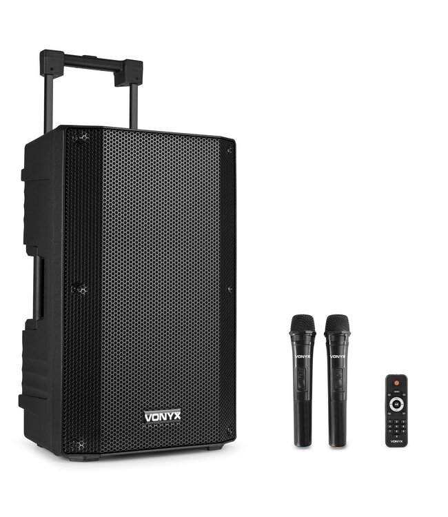 VONYX VSA500 PORTABLE SYSTEM Partybox 12" incl. 2 draadloze microfoons 174.052