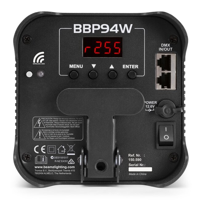 BeamZ BBP94W BATTERY UPLIGHT PAR 4X12W WDMX wireless dmx