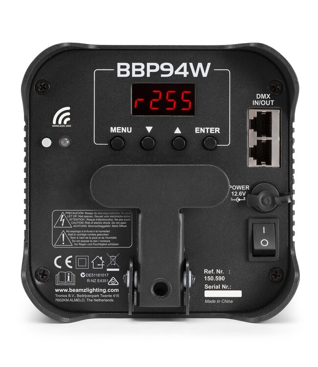 BeamZ BBP94W BATTERY UPLIGHT PAR 4X12W WDMX wireless dmx