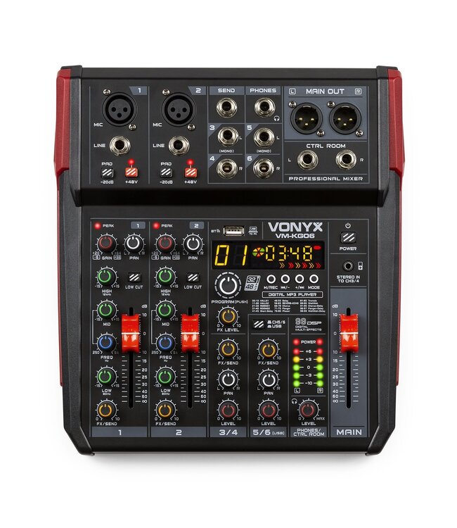 VONYX VM-KG06 MUSIC MIXER 6-CHANNEL BT/DSP/USB RECORD 172.594