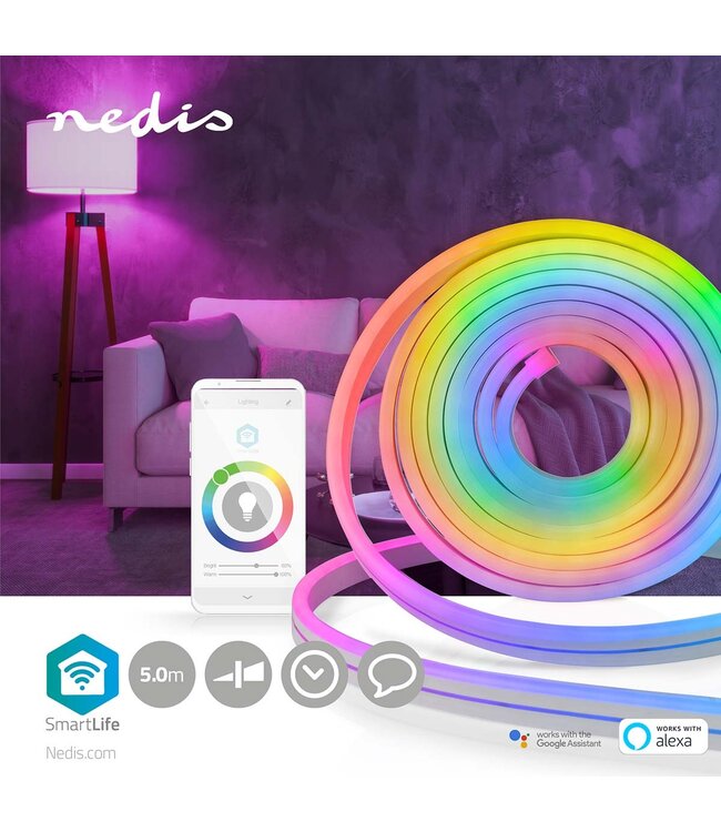 Nedis Neon style led slang Strip 5 meter RGB  Wi-Fi Smart