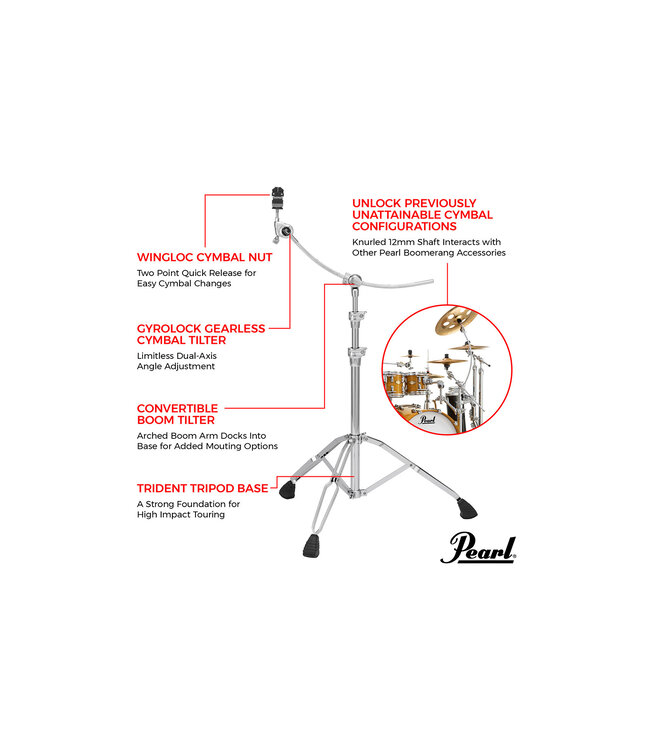 Pearl B-1030C Cymbal boom stand curved
