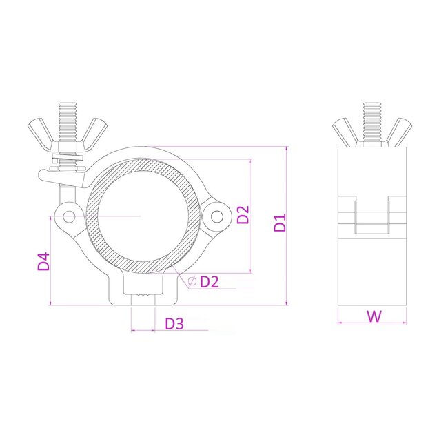 BeamZ BC50-100 HALF COUPLER SLIMLINE 100KG ALU 151.410