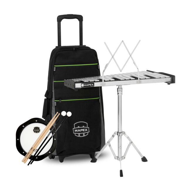 Mapex Klokkenspel, incl. statief, mallets, stokken, 8”-oefenpad, Trolley MXMPK32PC