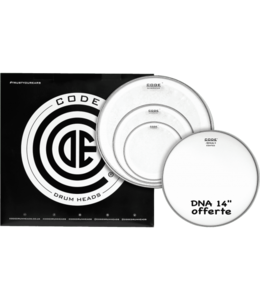 CODE CODE DRUMHEADS - PCO TPGENCLRR 10", 12", 14" clear + 14" DNA coated, Generator Rock Pack