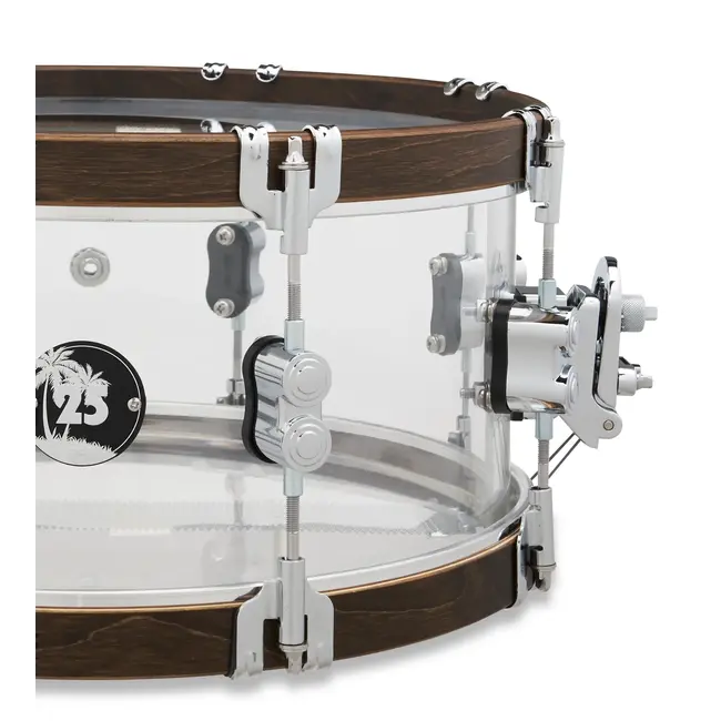 PDP PDLT651425TH snaredrum 25th Anniversary Limited, Clear Acrylic, Walnut Stain Maple hoop 14x6,5"