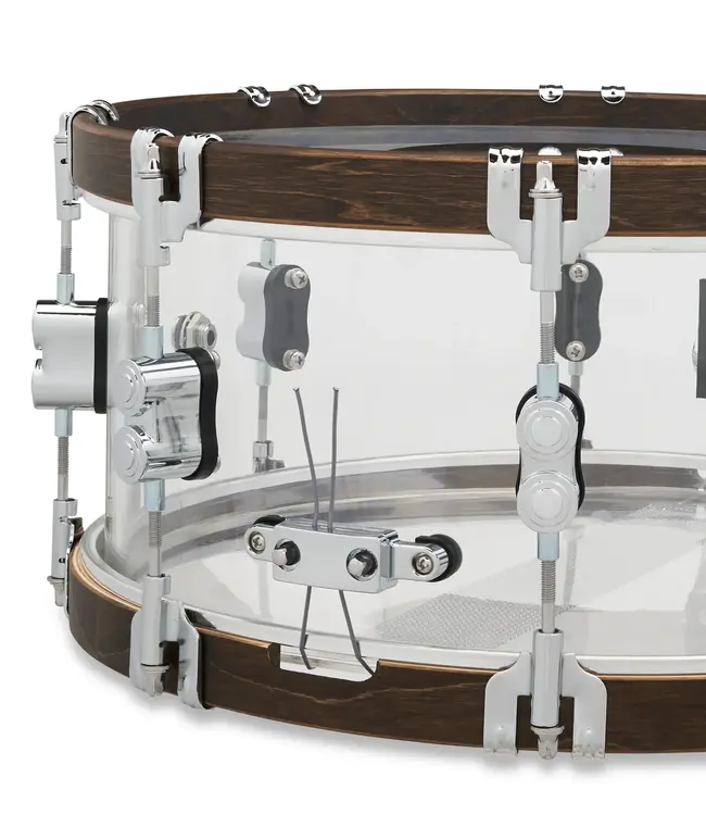 PDP PDLT651425TH snaredrum 25th Anniversary Limited, Clear Acrylic, Walnut Stain Maple hoop 14x6,5"