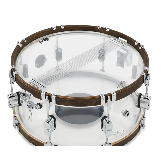 PDP PDLT651425TH snaredrum 25th Anniversary Limited, Clear Acrylic, Walnut Stain Maple hoop 14x6,5"