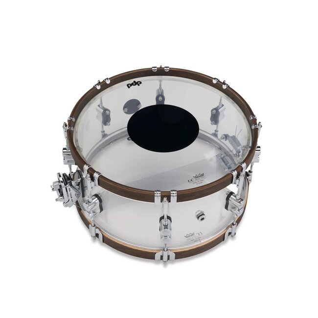 PDP PDLT651425TH snaredrum 25th Anniversary Limited, Clear Acrylic, Walnut Stain Maple hoop 14x6,5"