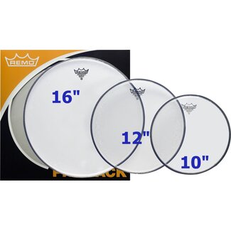 REMO PP-1382-BA AMBASSADOR CLEAR TOM PACK BA 10/12/16" TRANSPARANT
