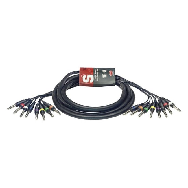 Stagg SML3/8P8PE kabel 3M MULTIKABEL 8 Jack male - 8Jack male GG 3 meter