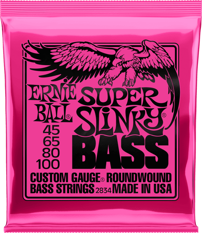 Ernie Ball Super Slinky Bass Strings Roundwound 2834 Set 45-65-80-100 basgitaar