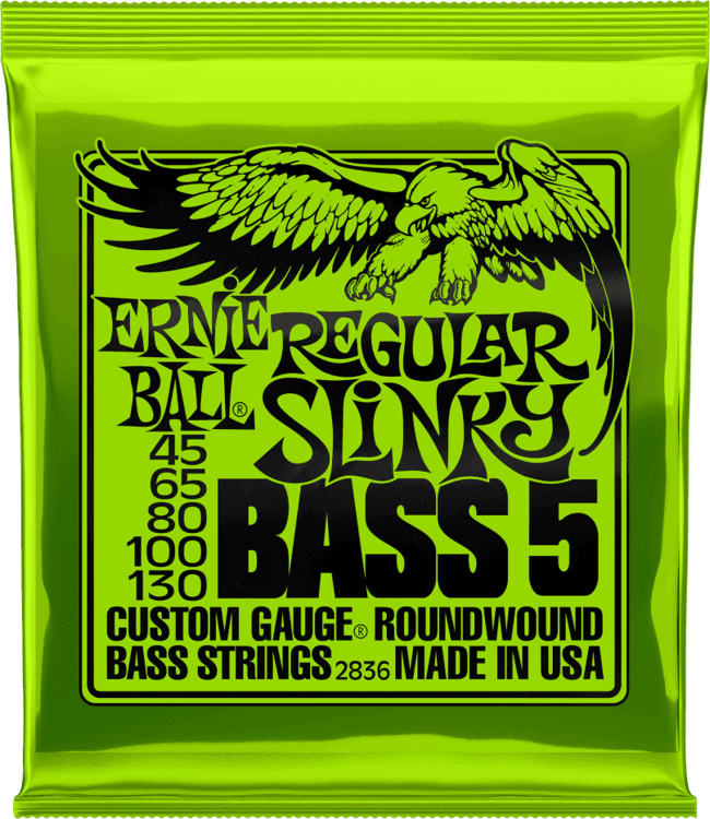 Ernie Ball Regular Slinky Bass5 Strings Roundwound 2836 Set 45-65-80-100-130 basgitaar