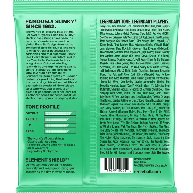 Ernie Ball Hyper Slinky Bass Strings Roundwound 2841 Set 40-60-80-100 basgitaar