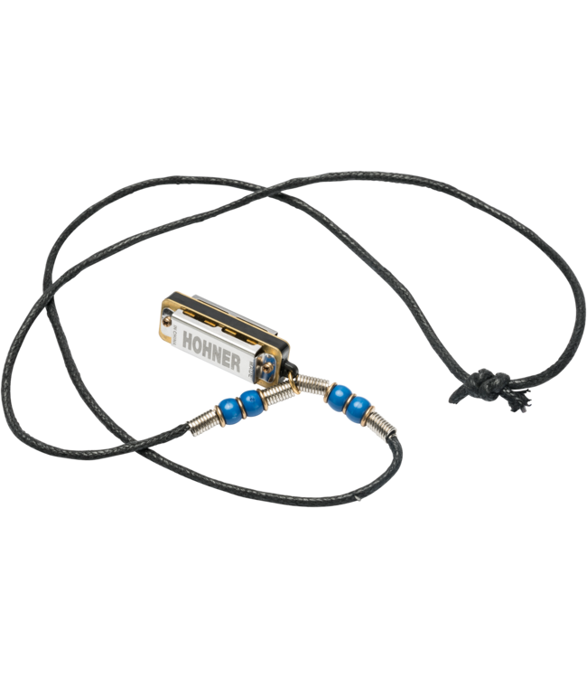 Hohner HOM38NDB Harmonica, Mini Harmonica, C, met halsketting, donkerblauw