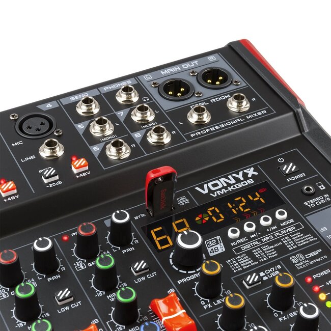 VONYX VM-KG08 MUSIC MIXER 8-CHANNEL BT/DSP/USB RECORD 172.596