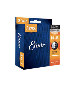 Elixir 16542 (3 sets 12052) Nanoweb Snaren voor Elektrische Gitaar (10-46) 3-Pack