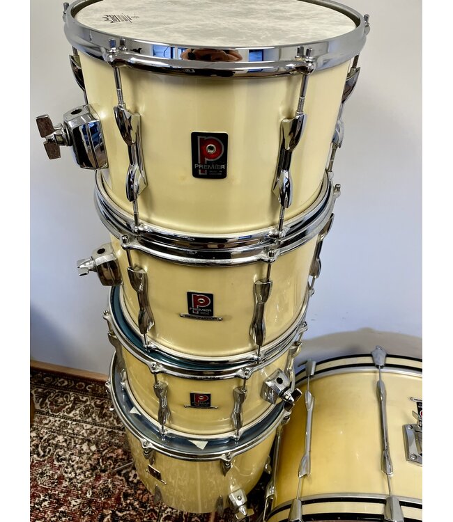 PREMIER Resonator drumstel 12-13-14-16-24 Vintage 1970s Premier Resonator Shell Pack + 1x double tomholder