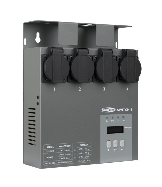 Showtec MultiSwitch DMX512 4-kanaals schakelpack Winkelmodel 50357