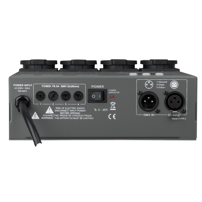 Showtec MultiSwitch DMX512 4-kanaals schakelpack Winkelmodel 50357