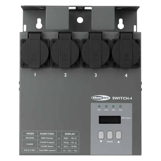 Showtec MultiSwitch DMX512 4-kanaals schakelpack Winkelmodel 50357